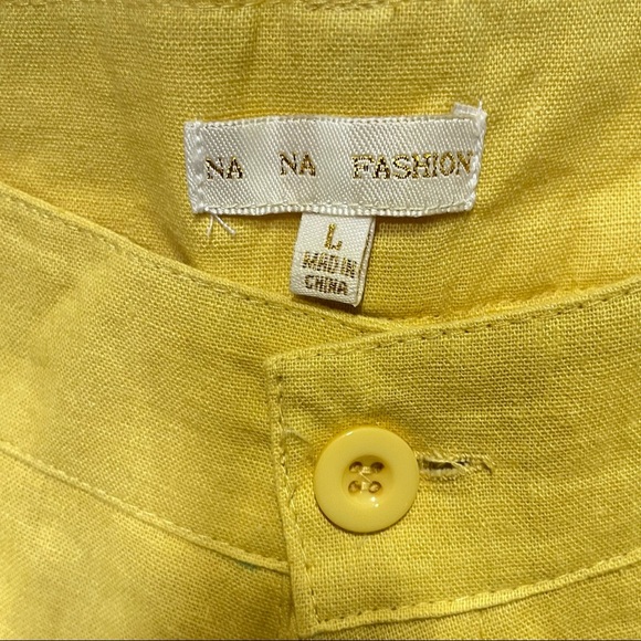 Nana Fashion Linen Blend Yellow Mustard Shorts size L - Picture 4 of 6